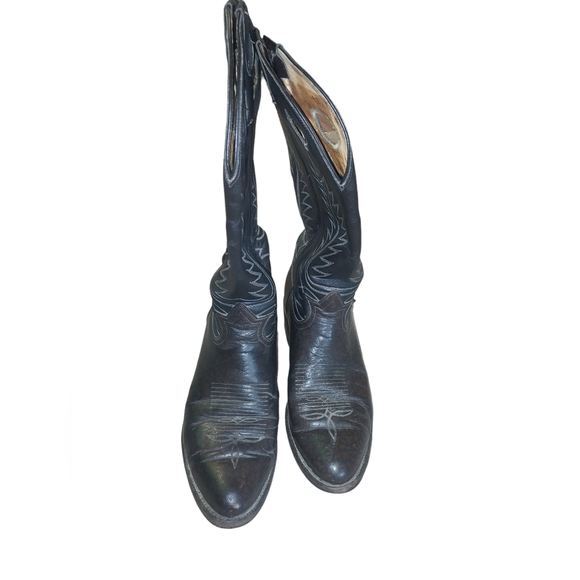 Tony Lama 16" black buckaroo Western Boots size 8 - Picture 3 of 9